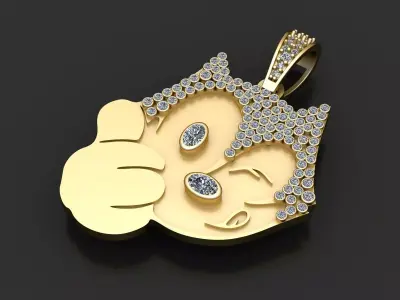 cat face gold pendant 3d printable model  3D print model