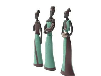 African Figures Sculpture - Blender 3D model