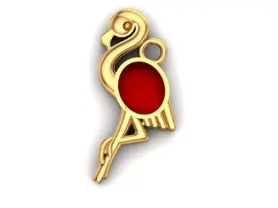 Jewelry flamingo pendant in gold 3D print model