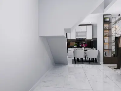 Luxury Modern Interior Design Guest Living room with Kitchen  3D model