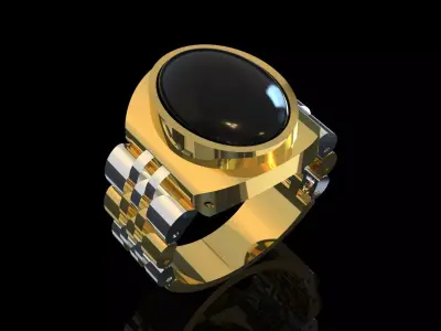 Men luxury stl 3dm gold gemstone ring ror0062 3D print model
