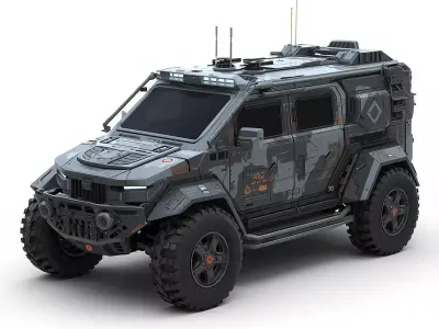 Luxury Tactical Armored Military Car 3D Model Low-poly 3D model