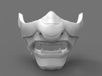 Samurai oni demon mask v2  3D print model 3D print model