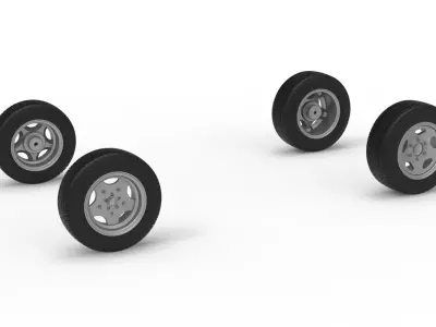 Wheel Set of New Zealand Vintage Stock car Scale 1 to 25 3D print model