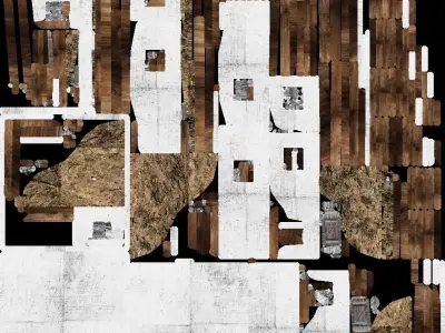 Destroyed house building  Low-poly 3D model