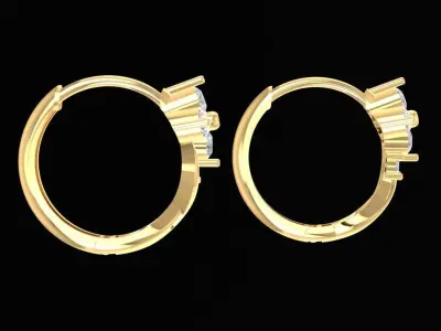 Elegant Floral Diamond Earrings Jewelry 2428 3D print model