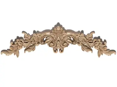 Cartouche-019 ornately carved decorative piece 3D model