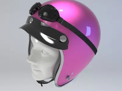 PINK Retro Motorcycle Helmet 3D model