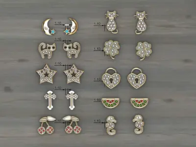 Aretes -Topitos para dama paquete de 10 -v- 3D print model