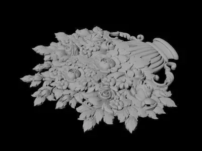 dekor gold vase with flowers 3D model