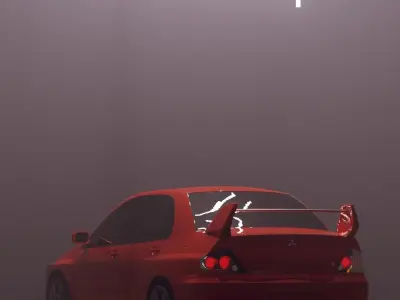 Evo 8 car in fog 3D model