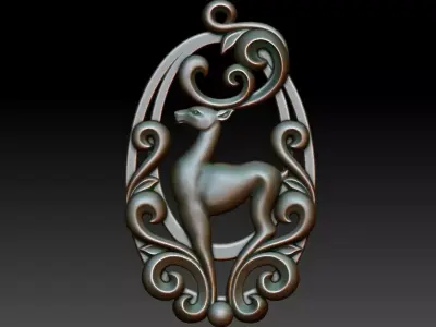 Deer pendant 3D print model