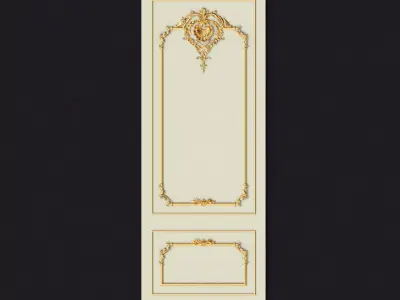 door stl ornate with gold trim 3D model