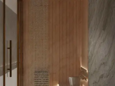 Modern Luxury Sauna and Wellness Shower Combo Low-poly 3D model