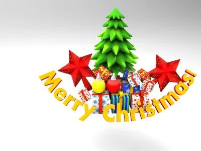 Deer Santa Sleigh Game ready  Low-poly 3D model