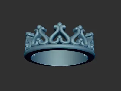 Half Crown Ring 3d Model 3D print model