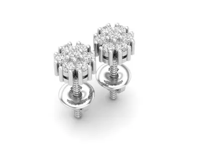 AV 333 Diamond Cluster Flower Stud Earrings 3D print model