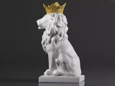 CUZOKOLA  H Large Modern Royal King Lion Statue Decor for Shelf  3D print model