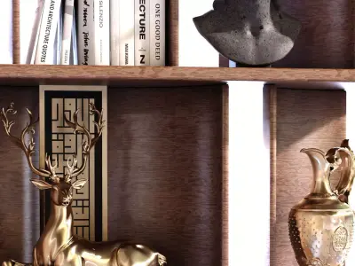 Shelf Partition with Statue set 773 Low-poly 3D model