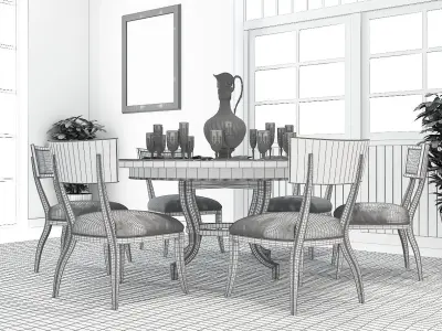 Dining Room -interior scene 3D model