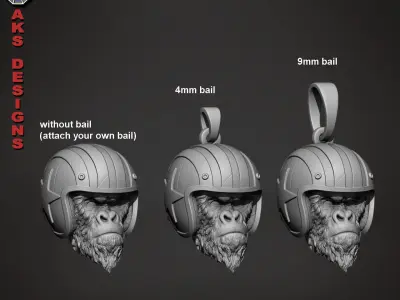Pendant animal jewelry Biker gorilla 1  3D print model