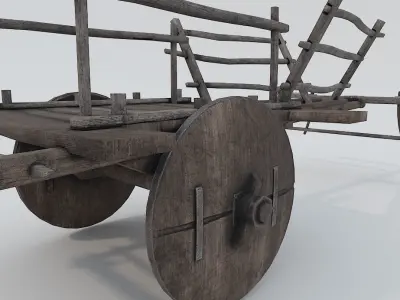 Ox Cart PBR Low Poly Improved Low-poly 3D model