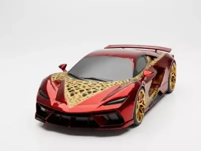Stylized Exotic Luxury Supercar 3D Model Low-poly 3D model