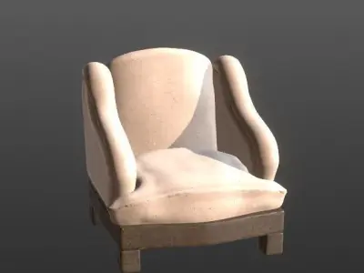Seat 19th century  Low-poly 3D model