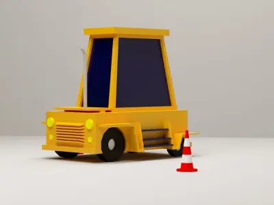 Cartoon Low-Poly JCB Car for game-ready Low-poly 3D model Low-poly 3D model
