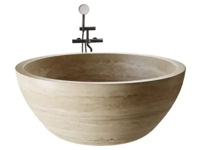 Sheerdecor Sfera Travertine Stone Bathtub 3D model