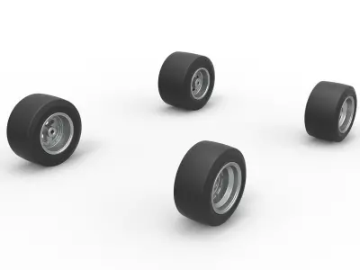 Wheel set of Pavement 600 Micro sprint car Scale 1 to 25 3D print model