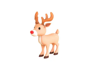 Cartoon Reindeer 5 Cute Low-poly 3D model