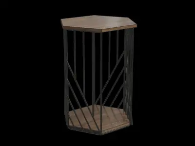 Hex Oak Effect Side Table Low-poly 3D model