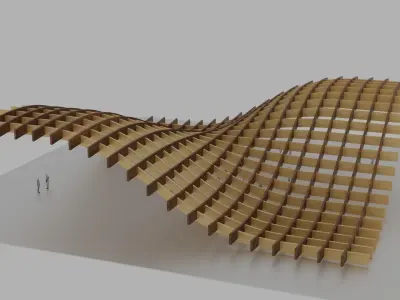 Waffle double Waves Structure 3D model