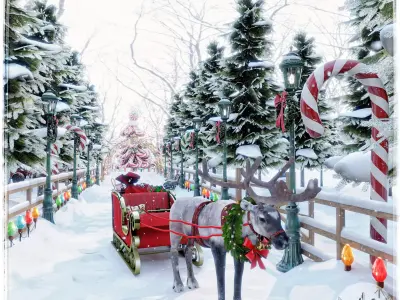 Christmas Forest Blender Scene - DAY 3D model