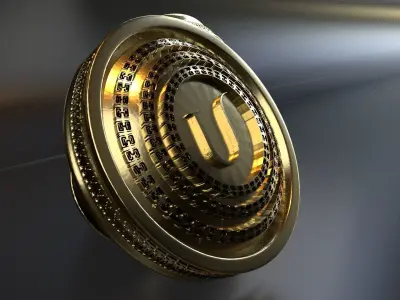 Luxury Cufflink with Alphabet U 3D print model