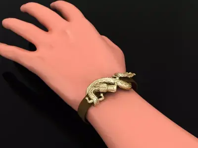 dragon bracelet with leather 3D print model