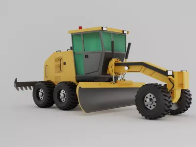 Motor grader isolated on white Low-poly 3D model