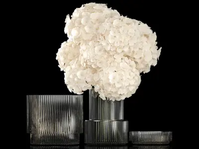 Solemn bouquet of white hydrangea flowers in a vase 367 3D model