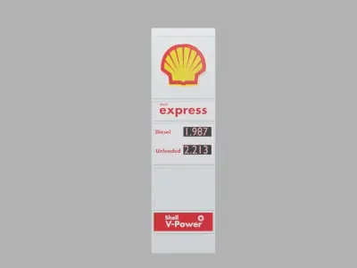 Shell Sign Fuel Service Station 3D model