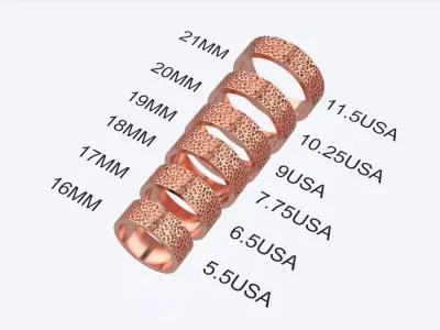 ring six size texture ring 3D print model