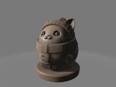Fluffy Winter Kitty 3D print model