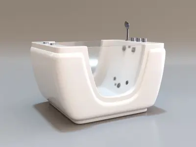 Jacuzzi bath tub with two faucets Low-poly 3D model