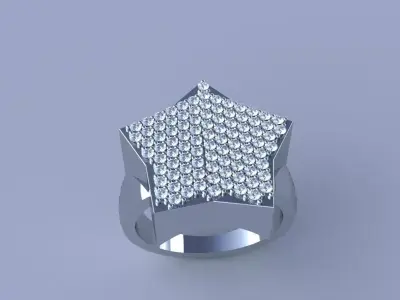 Star Ring Round Diamonds Size 11 Luxury Jewelry Gold Platinum 3D print model