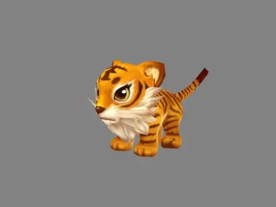 Cartoon little tiger - A Low-poly 3D model