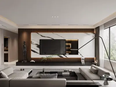 Modern living room dining room interior scenes 538 3D model