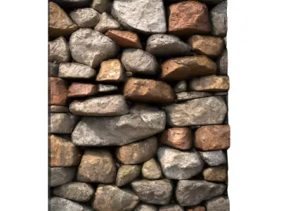 Thick Stone Wall Fortification Asset 3D print model