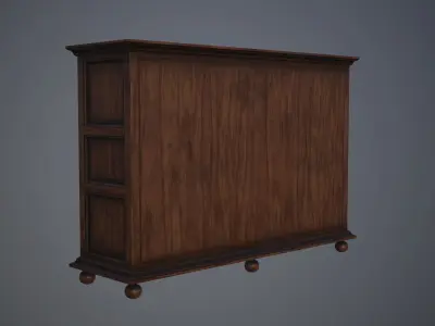 Luxury Wooden Cabinet - Lowpoly PBR Low-poly 3D model