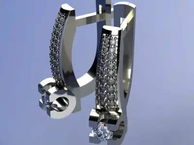 Earrings pair of with diamonds 3D print model