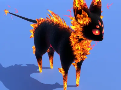 Volcano Cat Low-poly 3D model
